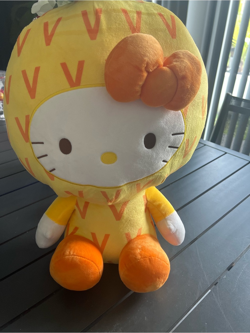 Hello Kitty Yellow & Orange Striped Plush by Sanrio